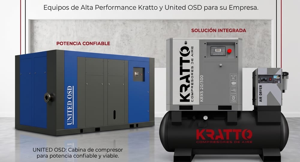 Compresor de aire de tornillo industrial con motor de imanes permanentes