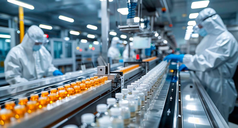 Laboratorio farmacéutico con compresores oil-free Clase 0 GMP